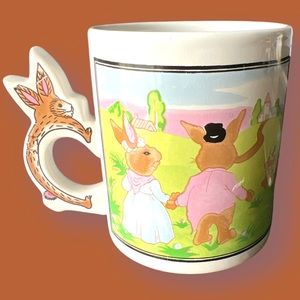 Vintage Peter Rabbit Coffee Mug W/ Bunny Handle Design Ceramic Tea Cup McCrory